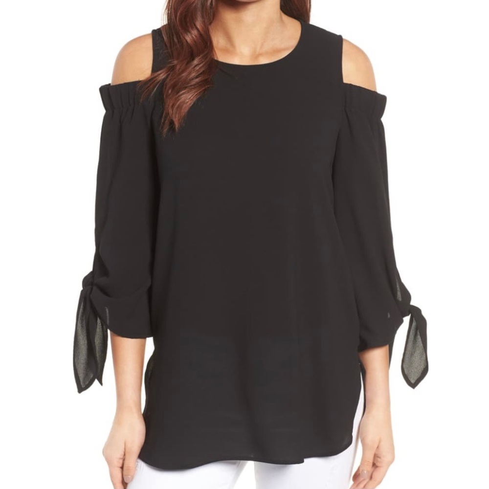 Cold Shoulder Navy Blue Top